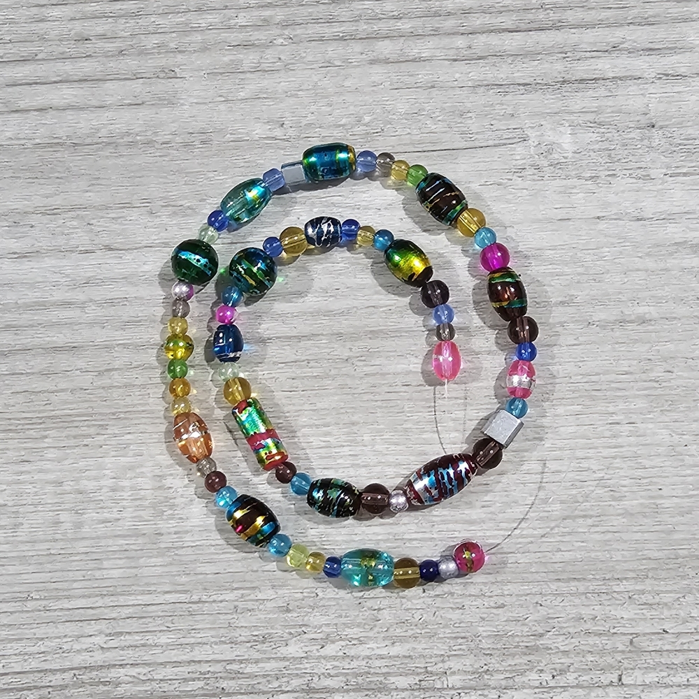 014 Multi- color, multi-size glass beads for jewelry making - 15 inch strand